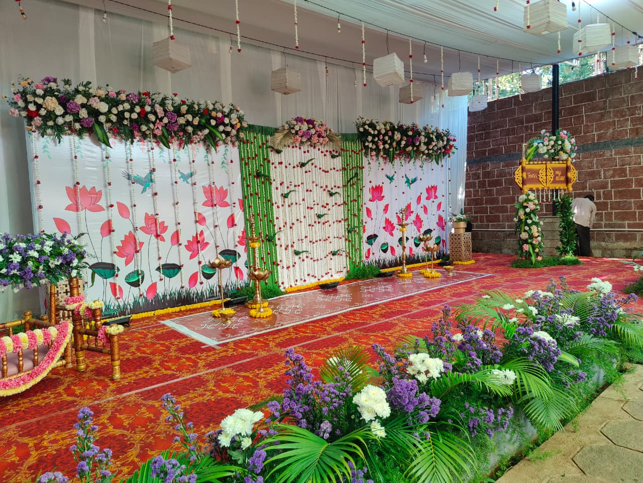 Elegant rooftop sangeet space with dance floor at Pergola.